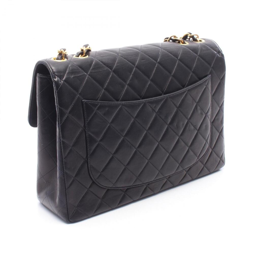Chanel Flap Matelasse Bag Shoulder Blue Leather Lambskin Navy Single Blue